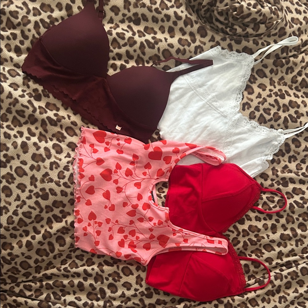 BurgundyDanskin,Red lace, White, Pink please refer to pics for brand and sizes